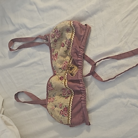 Magnolia Pearl cotton Victorian cat adjustable bralette - Picture 6 of 6